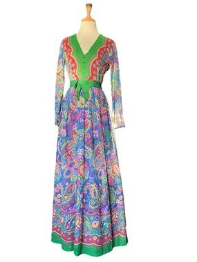 Miss Elliette California Paisley Long Sleeved Maxi Dress